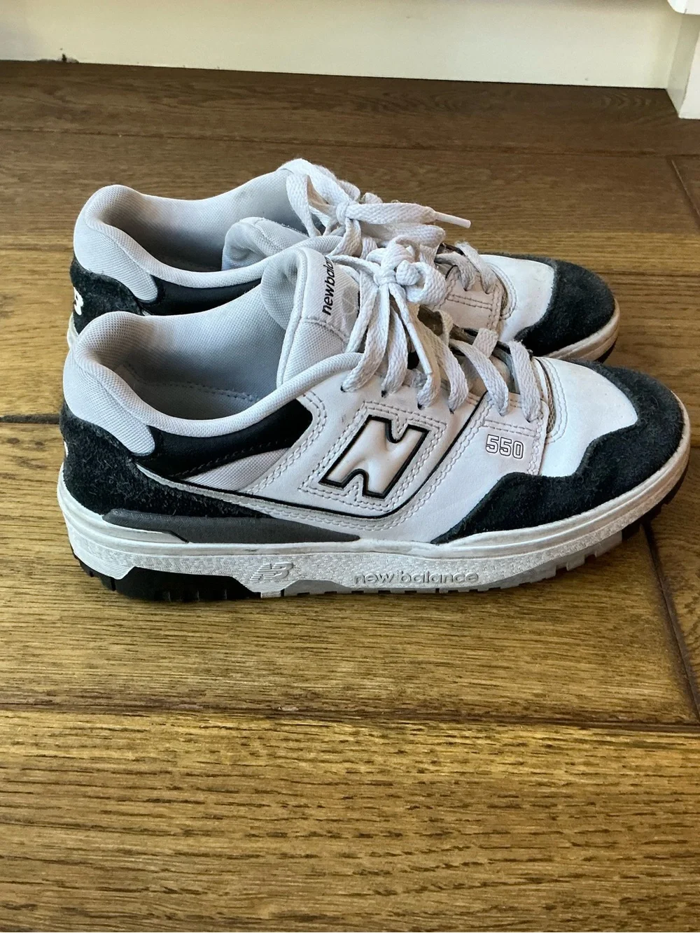 New Balance 550 White and Black Retro Sneakers